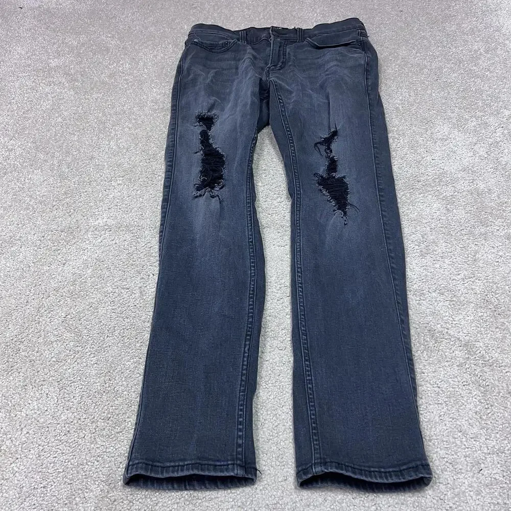 Hollister Skinny Jeans Men’s Black Distressed Pockets Size 29x30